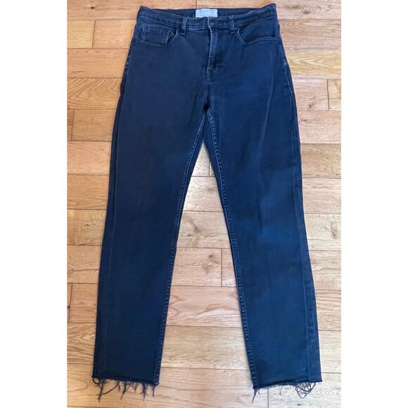 Everlane Denim - Everlane Women’s Straight Leg  Raw Hem Black Wash Ankle Size 29